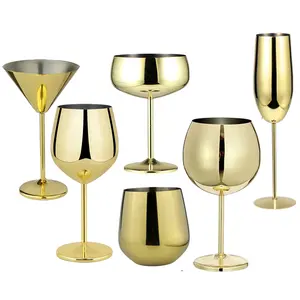 Unisweet Stainless Steel Wine Glass Cocktail Drinking Glass Unbreakable Red Wine Glass Shatterproof Wedding Wine Goblet