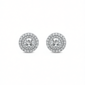 Boucles d'oreilles en or blanc avec diamants ronds taille brillant, couleur G, diamants naturels, style classique, bijoux de mariage pour femmes, certifiées GIA - Product Image 1