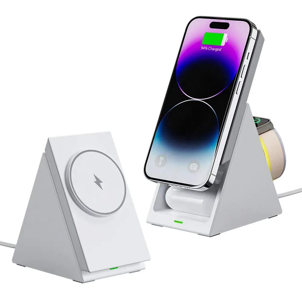 Foldable Portable 15w 3in1 Magnetic Mobile Cell Phone 3 in 1 Wireless Charger for iphone Watch Airpods and Phones