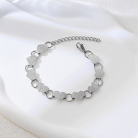 Collier et bracelet en acier inoxydable argenté, motif cœur creux exagéré, bijoux fantaisie pour femme