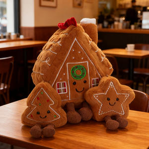 クリスマスジンジャーブレッドマンハウスぬいぐるみ小さな星の木PPコットンペンダントキーホリデーデコレーション - Product Image 2