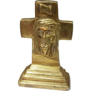 Small Brass Statue of Jesus Christ on Cross for <b>Car</b> Dashboard <b>Table</b> or Shop Counter Christmas Religious <b>Car</b> Gifts - Product Image 3