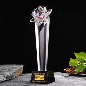 ของตกแต่งเทศกาลสุดหรู ดอกบัวคริสตัลหลากสี ของขวัญส่งเสริมการขายพร้อมโลโก้สั่งทำ รางวัลถ้วยรางวัลงา<span class=keywords><strong>น</strong></span>ฝีมือ - Product Image 6