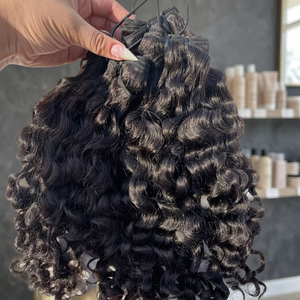 Extensions de cheveux humains indiens Remy à donneur unique MK VVK, non traités, 26 pouces, 100g, double trame machine, ondulations profondes bouclées - Product Image 2