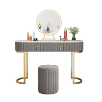 Ensemble coiffeuse moderne européenne en bois massif avec tiroir et miroir éclairé blanc pour chambre à coucher - Vente en gros