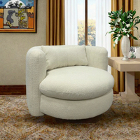 Fauteuil moderne rembourré en tissu, siège moelleux, chaise longue individuelle, siège d'appoint rond pour salon