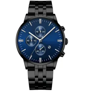 Luxo Brand Fashion Watch Stainless Steel Calendar Sports Water Proof Relógios De Pulso Para Homens