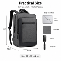 Sac à dos pour ordinateur portable professionnel 15,6 pouces pour homme, sac à dos de voyage étanche, sac à dos étudiant avec port USB et logo personnalisé pour le travail de bureau