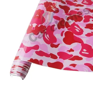 Good Quality 1.52x30m self adhesive roll sticker pink camouflage folie car vinyl film wrapping