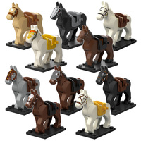 XP1007-XP1016 Figurine de cavalier médiéval vintage avec cheval, mini-blocs de construction, jouet éducatif en plastique, vente en gros