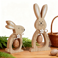 2 pièces de centre de table en bois en forme de lapin de Pâques pour table, rebord de fenêtre et cheminée. Parfait pour Pâques, les rassemblements de printemps et la décoration intérieure