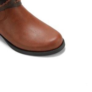 Bottines mi-<span class=keywords><strong>mollet</strong></span> rétro, <span class=keywords><strong>bottes</strong></span> à talon bas avec bride à boucle tressée délicate pour les trajets quotidiens, chaussures décontractées à bout rond pour l'automne/hiver - Product Image 5