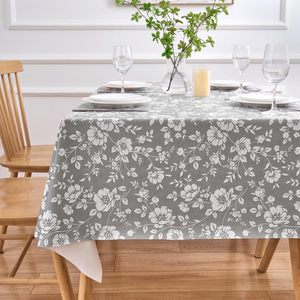 High Quality Durable Waterproof Eco-Friendly Oilproof PVC Polyester Blend Nonwoven <b>Tablecloths</b> Floral Pattern Customizable Home - Product Image 2