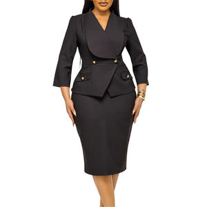 Nouvelle <span class=keywords><strong>robe</strong></span> de bureau pour femmes, mode, <span class=keywords><strong>col</strong></span> large, manches trois quarts, <span class=keywords><strong>robe</strong></span> de bureau OL - Product Image 2