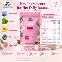 Poudre de Myo-Inositol et D-Chiro-Inositol pour Femmes, Mélange 40:1, 225g, Folate, 5 MTHF, Vitamine D3, Zinc, Inuline de Chicorée, Végétalien, Sans OGM
