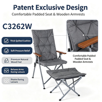 Chaise de camping pliante avec repose-pieds et accoudoirs pliables, chaise inclinable pour extérieur, pêche, balcon