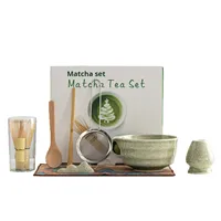 Ensemble de bols à matcha en céramique Dehua japonaise traditionnelle, fouet à thé, support pour livre de recettes, brosse à matcha, emballage en boîte colorée, thé de fêtes
