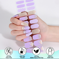 Listo para Enviar, Bajo MOQ, Pegatinas de Uñas de Gel Semicuradas, con Purpurina Bronce, Puntos, Flores, Plata Brillante, Margaritas, Morado, Sin UV