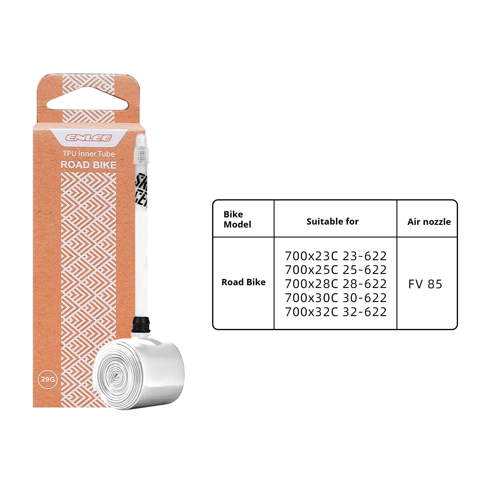 Vélo de route blanc, valve Presta 85 mm