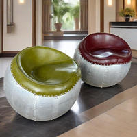 Fauteuil aviateur vintage en aluminium et cuir pour salon, bar ou bureau – Vente en gros