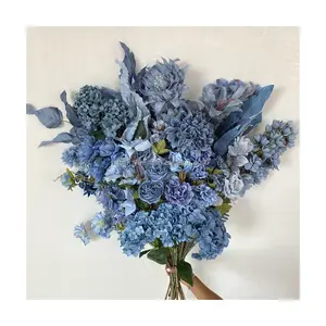 E- blue theme wedding ceiling designs decorative roof artificial hydrangea flowers fake roses for room decorations for boys