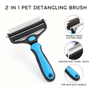 JC Professional 2 1 ที่โกยขนสัตว์เลี้ยงแบบพกพา ทำจากสแตนเลส ABS และ TPR ปลอดภัย ใช้สำหรับกำจัดขนส่วนเกิน สำหรับสุนัขและแมว - Product Image 2
