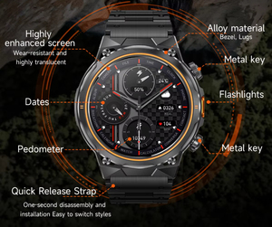 Montre connectée AK81, sport, étanche IP68, écran 1,46 pouces, appel BT, lampe de poche, boussole, unisexe, silicone, autonomie de 4 jours, multisports - Product Image 2
