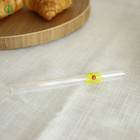 Blumen glas Stroh 152mm farbiges Boro silikat glas Stroh mit Design Blumen Charme Transparente gerade Stroh Bar Zubehör