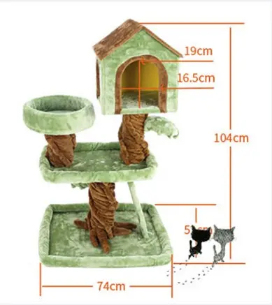 Nette Umweltfreundliche Holz Haustier Katze Klettern Sisal Scratcher Katze Baum Haus