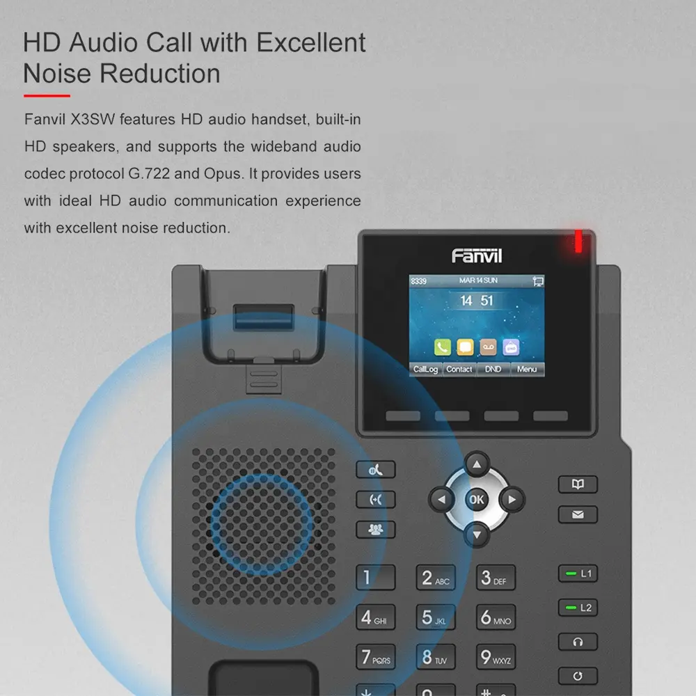 Fanvil X303W กิกะบิต WiFi IP Phone POE 4 SIP line พร้อมหน้าจอสี2.4นิ้ว