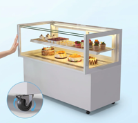 Vitrine réfrigérée intégrée sans cadre à simple couche sur mesure pour gâteaux à la crème fraîche
