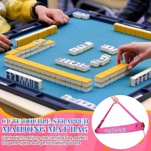 34 Inch Long Mahjong <b>Mat</b> Bag Cute Double Strapped Canvas Drawstring Mahjong Holder Lightweight Outdoor Carrying Bag - Product Image 3