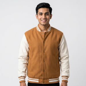 Blouson Teddy Homme Matelassé Personnalisé en Toile Imperméable Hiver, Style Décontracté, Fermeture Éclair et Boutons de Haute Qualité, Bordure en Peau de Mouton - Product Image 1
