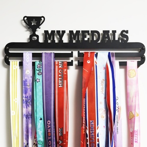 Support mural personnalisé pour médailles de course de marathon, cadre de présentation, étagère, support pour trophées, en bois, fer ou métal - Product Image 2