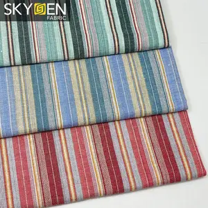Soft feel plain woven wholesale yarn dyed stripe washed cotton fabric