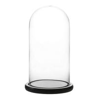 Dôme en verre transparent sans plomb sur base MDF noire de 5,7x10,4 pouces, personnalisable, pour la décoration intérieure - Vente en gros 2026