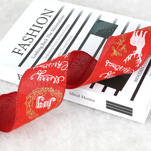 Cinta de satén de poliéster con estampado de alces navideños, diseño de lazo tejido, impresa digitalmente en multicolor, embalaje hecho a mano - Product Image 4