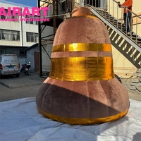 Cloches de Noël gonflables suspendues avec nœud pour la décoration des centres commerciaux, cloche de Noël personnalisée pour les idées de fête