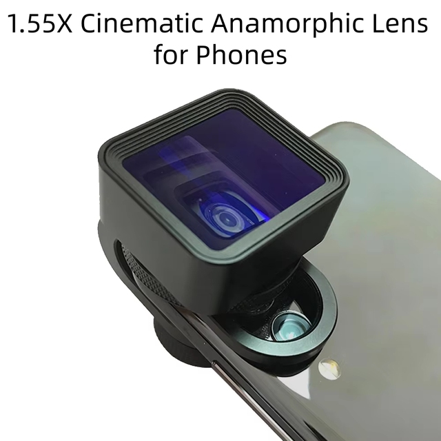 Mobile 1.55X Anamorphic Lens, 2.8:1 Wide Screen Cinematic Lens for iPhone Android Phones Video Lens Vlog Filmmaking Accessory