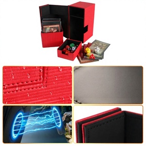 Boîte à cartes en cuir PU, design à rabat violet, coins carrés, boîte cadeau portable pour cartes à collectionner - Product Image 2