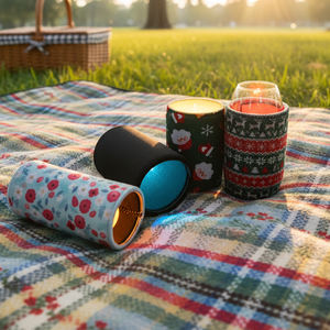 Wijnhouder voor fleshoes, multicolor licht, blanco koozy, aangepaste logo, groothandel, stubby holder, bierglas koeler, koozy voor de bar - Product Image 1