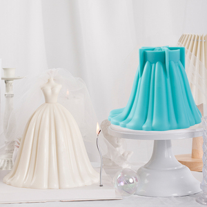 Stampo in <span class=keywords><strong>Silicone</strong></span> per <span class=keywords><strong>Candele</strong></span> a Forma di Abito da Sposa 3D, Grado Alimentare, per Decorazione Torte, Ecologico, Popolare, Alta Qualità - Product Image 1