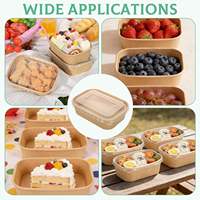 Bol en papier rectangulaire jetable avec couvercle, logo personnalisé, conteneur alimentaire en papier kraft écologique, boîte à salade anti-fuite pour emporter