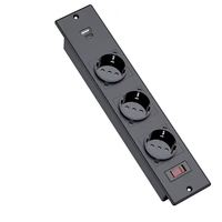 Multiprise encastrable de bureau Allemagne UE à 3 prises et 2 ports USB avec cordon d'alimentation de 2 m pour table de conférence