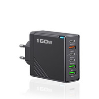 Chargeur de téléphone portable USB Type C multi-ports 160W, chargeur mural USB-C PD 160W, adaptateur de charge rapide pour téléphone portable