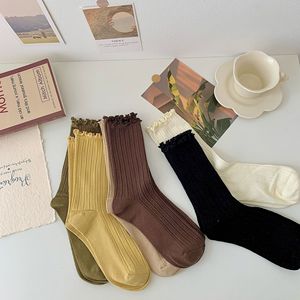 Chaussettes à la cheville en dentelle <span class=keywords><strong>de</strong></span> champignon noir <span class=keywords><strong>de</strong></span> Style japonais coréen pour femmes chaussettes longues pour le printemps été automne hiver récupération post-partum - Product Image 1