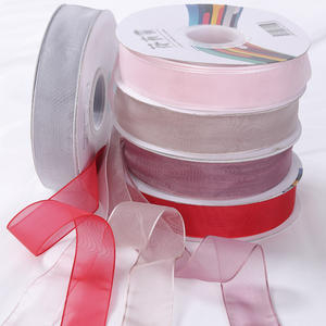 100% البوليستر الساتان الأورجانزا شريط حرير اليد مصبوغ الشيفون الشريط لكعكة مربع التفاف - Product Image 1