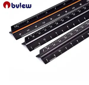 Bview Art Supplies 12 Inch Black Aluminum Architectural Engineering Scale Ruler for Drafting, Construction