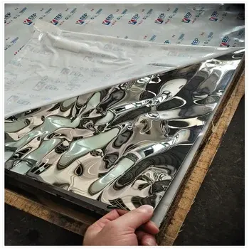 Hoja de acero inoxidable de color ondulado al agua SS 304 Placa de acero inoxidable de color PVD decorativa