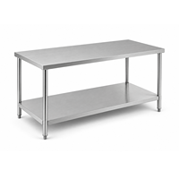 Mesa de Trabajo Comercial de Acero Inoxidable, Mesa de Trabajo Resistente de Acero Inoxidable con Estante Inferior para Preparación de Alimentos en Restaurantes